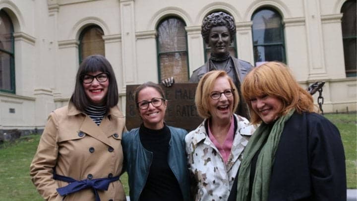 Kristine, Clare, Julia and Jennifer at the unveiling of Zelda D'Aprano's statue